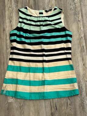 Sleeveless Striped Colorblock Button Back Tank Top UK 10